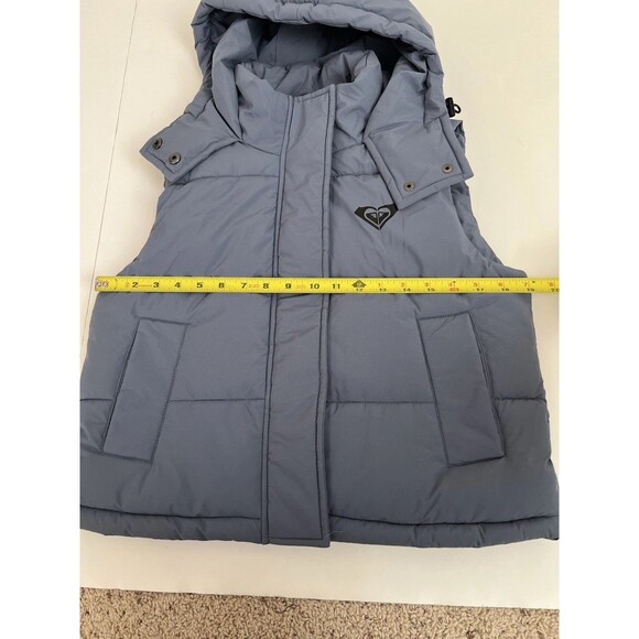 Roxy Blue Hooded Water-Resistant Puffer Vest Women’s Small with Pockets - Picture 8 of 9